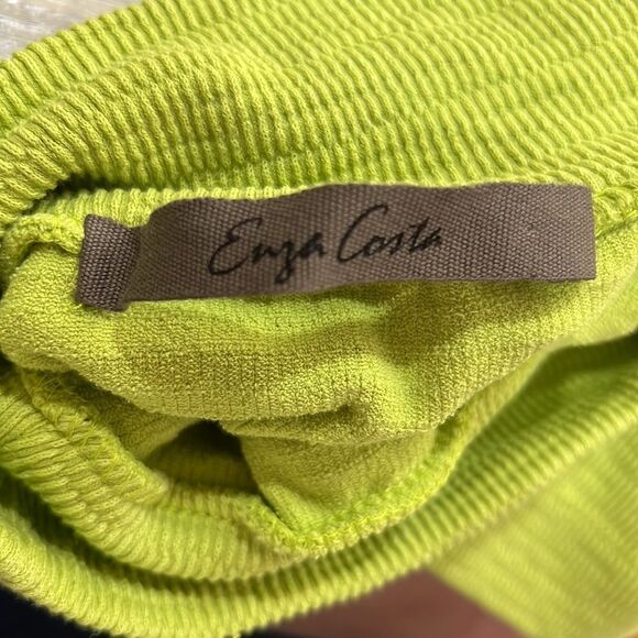 Enzo Costa Revolve puckered knit skirt in lime green EUC size small - Picture 9 of 11